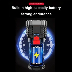 ไฟฉาย LED กำลังสูง5ดวงชาร์จไฟได้ไฟฉายตั้งแคมป์พร้อมไฟ COB 4โหมดสำหรับตั้งแคมป์ผจญภัยเดินป่ากลางแจ้ง - Product Image 3