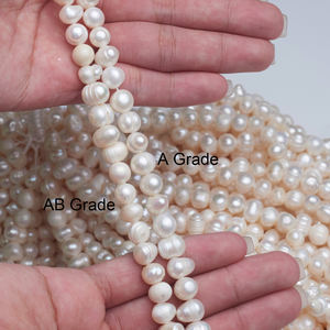 6/7/8Mm Gekweekte Parelstrengen Ab/A Grade Witte Aardappel Zoetwaterparels - Product Image 1