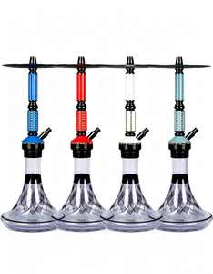 Set de Hookah Transparente con Base de Vidrio y Aluminio, Pipa de Metal para Tabaco con Bandeja para Cenador o Bar - Product Image 1