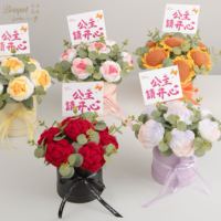 Nouvelle fleur artificielle en crochet faite à la main, marguerite tissée en pot, cadeau pour Noël, Thanksgiving, mariage, Saint-Valentin, fête des Mères