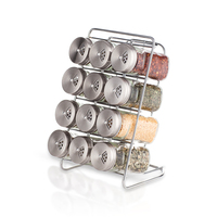 Ensemble unique de petits pots à épices en verre avec 4 pneus, support en acier inoxydable, couvercle en métal, pot d'assaisonnement