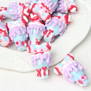 <span class=keywords><strong>Perles</strong></span> en acrylique en forme de cœur, peintes à la main, style crème glacée, pour la création de chaînes de téléphone, de pendentifs de voiture et de sacs, accessoires DIY - Product Image 4