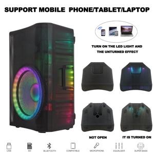Altavoz de 2000 W y 15 Pulgadas, Sistema de Audio PA de 2 Vías para Karaoke, Caja de Sonido con Batería y Luz LED RGB Translúcida con Efecto de Llama - Product Image 5