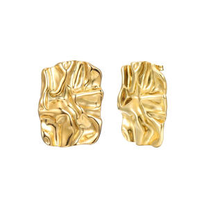 Pendientes de textura plisada cuadrilátera geométrica hip-hop dominante europea y americana <span class=keywords><strong>para</strong></span> mujer - Product Image 1