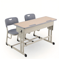 Ensemble chaise et bureau d'écolier monobloc avec design de sécurité à bords arrondis, robuste pour mobilier de salle de classe préscolaire