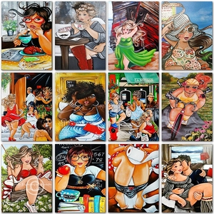 Meian Diy Diamond Painting <span class=keywords><strong>Cartoon</strong></span> <span class=keywords><strong>Sexy</strong></span> Dik Meisje Ronde Diamant 30X40Cm Canvas Poster Home Decor Cadeau - Product Image 2