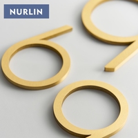 Nurlin Chiffres et Lettres Géants en Laiton Massif de 4 à 12 Pouces pour Porte, Maison, Signalisation Publique, Personnalisables, Chiffres Flottants d'Extérieur, Or Mat