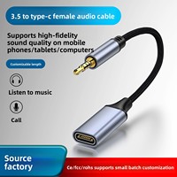 Adaptateur casque analogique 3,5 mm vers Type-C femelle (cuivre) pour smartphones, tablettes et ordinateurs