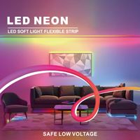 Ruban LED néon intelligent RGB, contrôle par application, télécommande, couleurs fluides, éclairage pour salle de jeux, chambre, fête, décoration néon