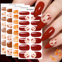 Bandes de gel semi-durcies prêtes à l'emploi, 16 faux ongles motif marbre ambre pour manucure de fête