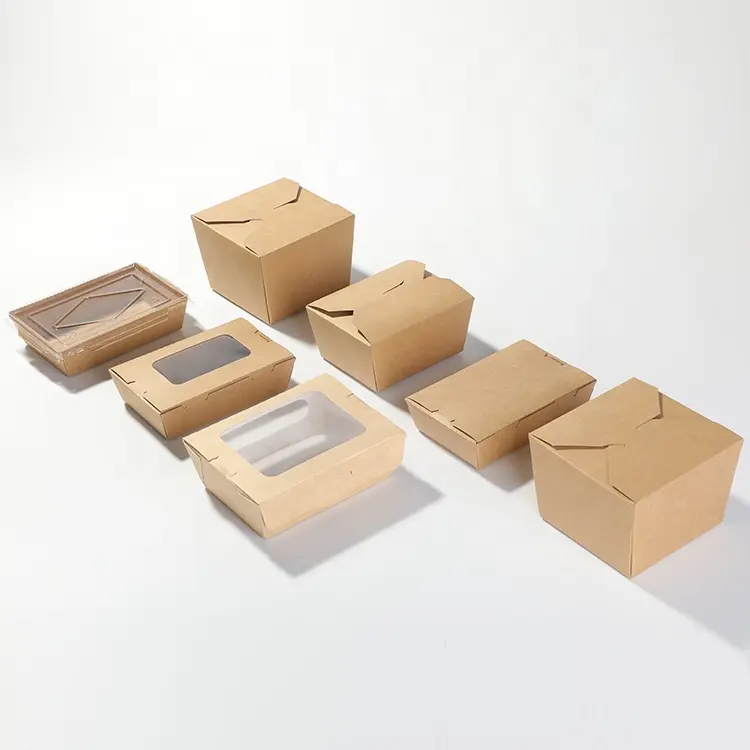 Große biologisch abbaubare Kraftpapier-Familien-Salat box 2100ml für einfaches Gehen