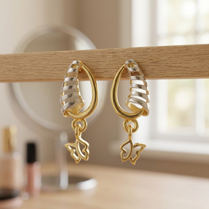 Pendientes de Oro Real de 22 Quilates 916 de Lujo para Mujer, Ligeros, para Uso Diario, con Acabado Elegante - Product Image 4