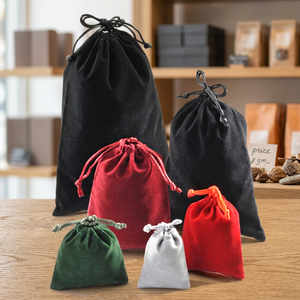 Mini sac à monnaie en velours, pochette en velours, sac à cordon en velours pour bijoux - Product Image 1