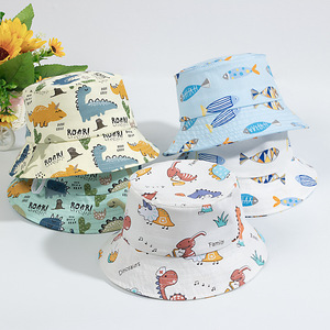 <span class=keywords><strong>Chapeau</strong></span> Bob de Haute Qualité avec Imprimé Mignon de Poisson et Dinosaure, Sangle Réglable, Protection Solaire Extérieure, Respirant, pour Enfants - Product Image 1