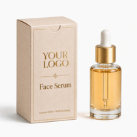Boîtes en papier 3D gaufrées de luxe beige avec logo personnalisé et estampage à chaud doré pour emballage cosmétique de sérum pour le visage et soins de la peau