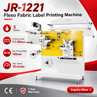 Machine d'impression d'étiquettes textiles Flexo JR-1221, 3 couleurs, 70 m/min, haute vitesse, imprimante d'étiquettes d'entretien pour vêtements, certifiée CE