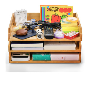 Organizador de escritorio de bambú, caja de almacenamiento multicapa con cajones para documentos de oficina, cartas, papel, correo, independiente - Product Image 5
