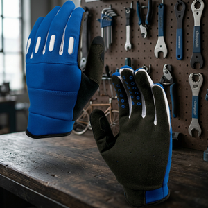 Guantes deportivos para bicicleta, azul, negro, poliéster, hasta la muñeca, transpirables, para ciclismo, primavera y verano - Product Image 6