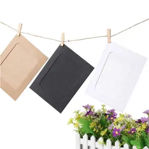 3 polegadas 5 polegadas 6 polegadas DIY Photo Wall Wall Mounted Paper Photo Frame Preto e Branco Couro 10 com Twine Clip