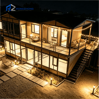 Maison d'hôtes moderne en conteneurs d'acier à deux étages avec chambre, bâtiment préfabriqué pour camps de vacances en plein air
