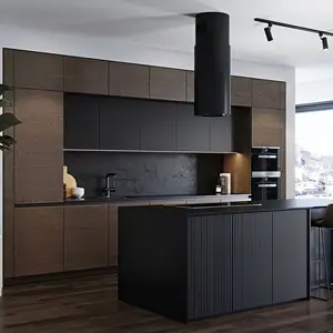 Armoire de cuisine noire uv de qualité supérieure avec évier pour la maison, design moderne