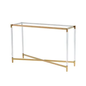 Italy Design Gold stainless steel tempered Glass top rectangle Acrylic Existential Console Table