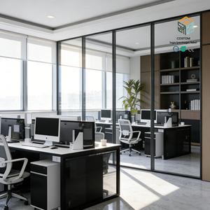 <span class=keywords><strong>Cloison</strong></span> de bureau SZMK 2026 en verre transparent à persiennes, insonorisée, du sol au plafond, avec cadre en alliage d'aluminium - Product Image 2