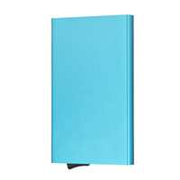 Porte-cartes rayé ouvert à design court avec 5 emplacements pour cartes, portefeuille en aluminium pour cartes de crédit, blocage RFID, chaînes