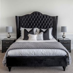 Juego de Dormitorio de Diseño Italiano de Lujo con Cama Tapizada de Madera, Tamaño Completo, Personalizable, con Cabecera, para Apartamentos y Hoteles - Product Image 3