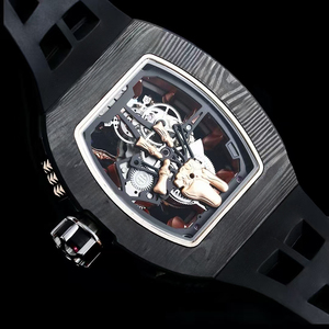Reloj Automático Deportivo de Alta Precisión, Resistente al Agua, Multifunción, Tourbillon, Fibra de Carbono Negra, Oro Rosa, Diseño Esqueleto - Product Image 4