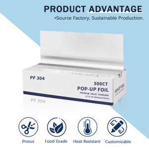 500 feuilles de papier <span class=keywords><strong>aluminium</strong></span> prédécoupées 12 x 10,75 pouces, haute résistance, distributeur pop-up, usage commercial en vrac pour la restauration - Product Image 2