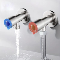 Robinet d'arrêt d'angle en acier inoxydable 304 pour eau chaude et froide, 1 entrée et 1 sortie, pour salle de bain d'hôtel/toilettes/chauffe-eau