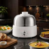 Cuiseur à œufs électrique automatique en acier inoxydable 350W avec minuterie et arrêt automatique, cuiseur vapeur double couche, chauffe-plats pour la cuisine