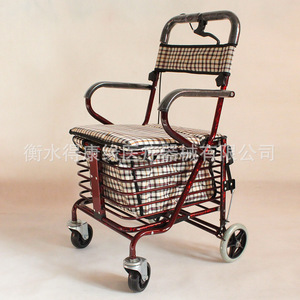Shopping <b>Cart</b> For Seniors Four Wheel Mobility Aid With Seat And Brake Manual Operation Convenient Grocery Assistance - Product Image 3
