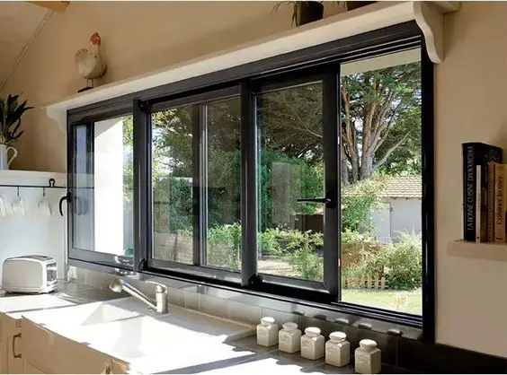 نافذة منزلقة مزدوجة من الزجاج المُقسى مصنوعة من الألومنيوم الفاخر نافذة منزلقة ذات كفاءة عالية في استهلاك الطاقة من CBMmart