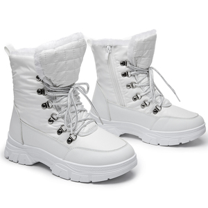 Nouveautés Imperméable Fermeture Éclair Antidérapant Réglable Serrure Dentelle Pu Haute Fourrure Doublé Chaud Femmes Automne Hiver Midi Bottes <span class=keywords><strong>De</strong></span> Neige - Product Image 1