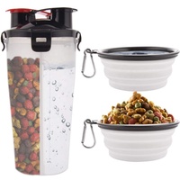 Bouteille d'eau potable Portable en plastique de qualité alimentaire 700ML double compartiment PP 2 en 1 de voyage pour animaux de compagnie avec bol pour chien