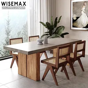 WISEMAX mobilya endüstriyel tarzı yemek odası mobilyası tik katı ahşap uzun yemek masası için ofis otel restoran