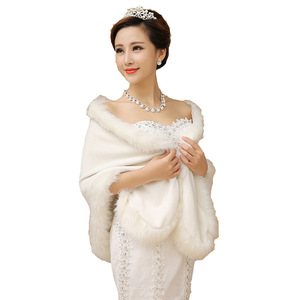 Châle mariée robe de mariée épaissie chaude cape demoiselle d'honneur blanc châle robe de mariée châle accessoires - Product Image 5