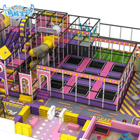 Équipement de terrain de jeu intérieur rose et violet pour enfants, fabricant d'aires de jeux souples, trampolines et toboggans pour centres commerciaux et salles de jeux familiales (FEC)