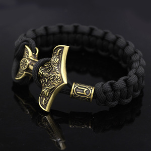 Pulsera Vikinga Cuervo Vegvisir Brujula Runa Nordica Trenzada Cadena Hombre Unisex <span class=keywords><strong>Bronce</strong></span> Antiguo Joyeria Venta Por Mayor - Product Image 4