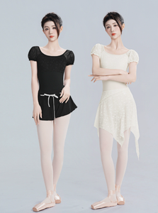 Nuevos Leotardos de Danza Populares 2026 de Spandex de Manga Corta para Mujer, Ropa de Ballet con Encaje, Leotardos de Entrenamiento para Bailarinas Adultas - Product Image 5