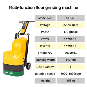 Epoxy 540mm sàn đi bộ phía sau máy mài bê tông trục đôi lớn với động cơ không chổi than - Product Image 2