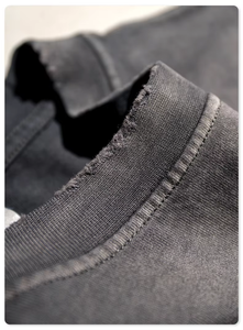 Logo personnalisé délavé à l'acide T-shirt vintage vieilli lourd 100% coton T-shirt tricoté surdimensionné pour hommes - Product Image 4