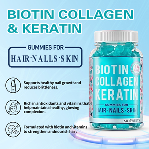 Gommose di biotina extra forte con cheratina e <span class=keywords><strong>collagene</strong></span> - per una crescita rapida dei capelli, unghie forti, pelle luminosa, vegano - Product Image 4
