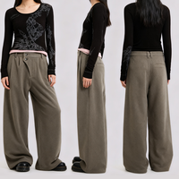 Pantalon de costume décontracté vintage ample à taille haute plissé avec braguette décalée en tissu peigné style britannique personnalisé QUICKSHOW pour hommes