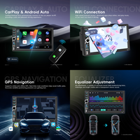 Hikity 7 ''4 + 64G Double Din Android Autoradio avec sans fil CarPlay Auto GPS & WIFI TV Combo Split Screen Function OEM Wholesale