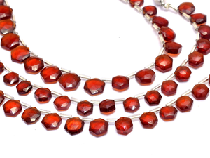 AAA+ Hessonite Garnet 7mm-8mm Faceted Hexagon Briolette <b>Beads</b> Natural Hessonite Semi Precious Gemstone Fancy <b>Beads</b> For Jewelry - Product Image 4