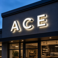 Enseigne lumineuse 3D personnalisée en lettres LED, acrylique et acier inoxydable, alphabet et chiffres, logo autoportant IP65 pour bar, hôtel, centre commercial, événement