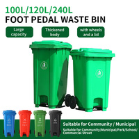 Poubelle commerciale extérieure municipale en plastique à pédale 100L 120L 240L avec pédale de commande